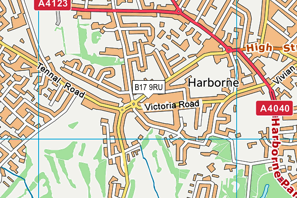 B17 9RU map - OS VectorMap District (Ordnance Survey)