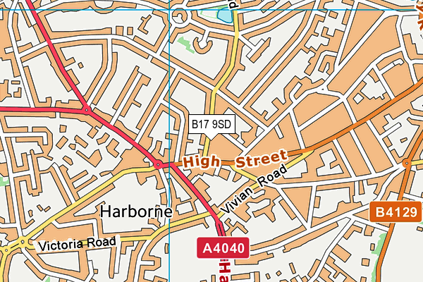 B17 9SD map - OS VectorMap District (Ordnance Survey)