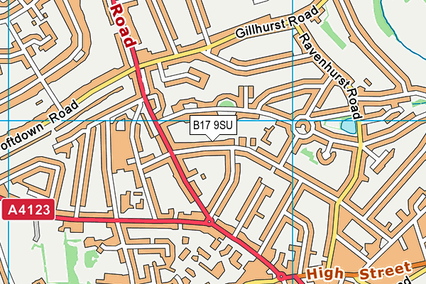 B17 9SU map - OS VectorMap District (Ordnance Survey)