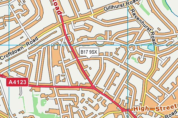 B17 9SX map - OS VectorMap District (Ordnance Survey)