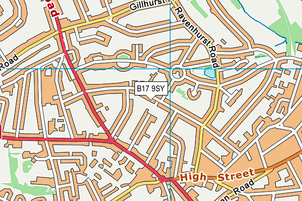B17 9SY map - OS VectorMap District (Ordnance Survey)