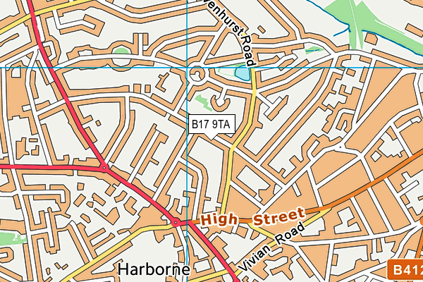 B17 9TA map - OS VectorMap District (Ordnance Survey)