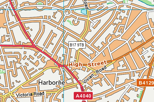 B17 9TB map - OS VectorMap District (Ordnance Survey)