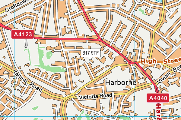 B17 9TF map - OS VectorMap District (Ordnance Survey)