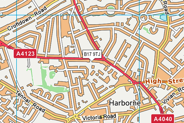 B17 9TJ map - OS VectorMap District (Ordnance Survey)