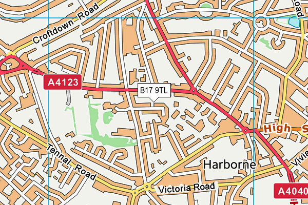 B17 9TL map - OS VectorMap District (Ordnance Survey)