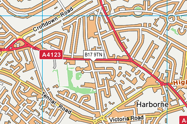 B17 9TN map - OS VectorMap District (Ordnance Survey)