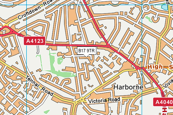 B17 9TR map - OS VectorMap District (Ordnance Survey)