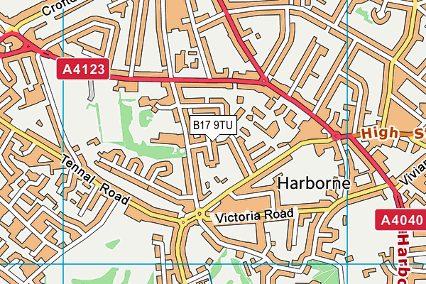 B17 9TU map - OS VectorMap District (Ordnance Survey)