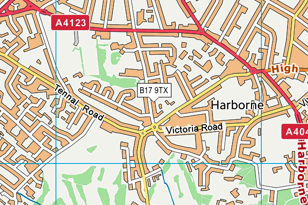 B17 9TX map - OS VectorMap District (Ordnance Survey)