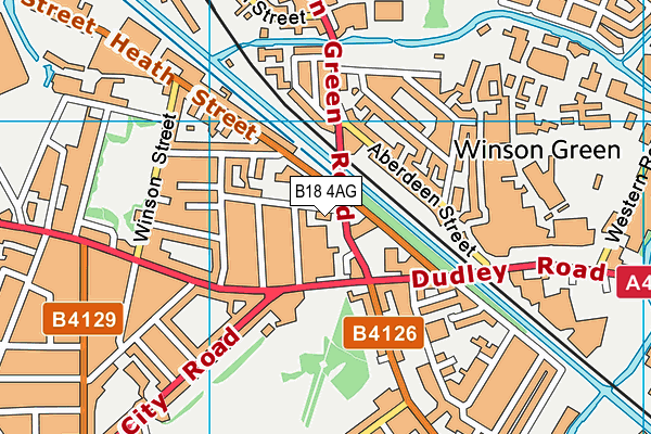 B18 4AG map - OS VectorMap District (Ordnance Survey)