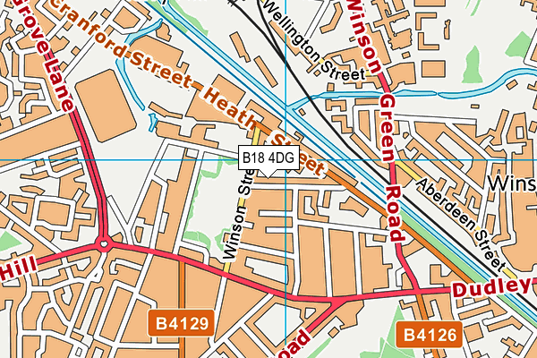 B18 4DG map - OS VectorMap District (Ordnance Survey)