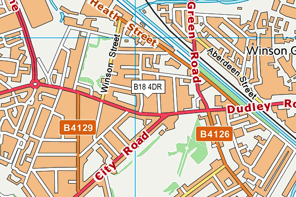B18 4DR map - OS VectorMap District (Ordnance Survey)