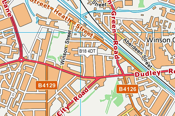 B18 4DT map - OS VectorMap District (Ordnance Survey)