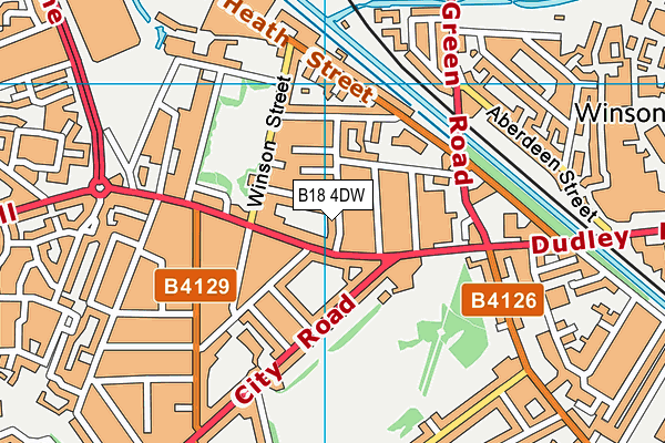 B18 4DW map - OS VectorMap District (Ordnance Survey)