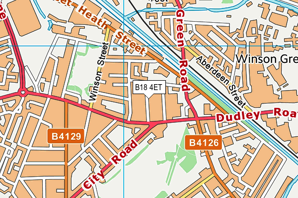 B18 4ET map - OS VectorMap District (Ordnance Survey)