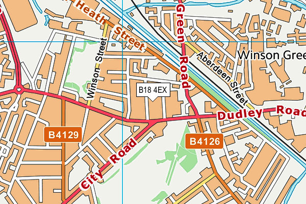 B18 4EX map - OS VectorMap District (Ordnance Survey)