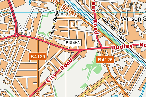 B18 4HA map - OS VectorMap District (Ordnance Survey)