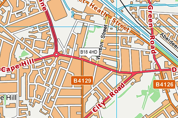 B18 4HD map - OS VectorMap District (Ordnance Survey)