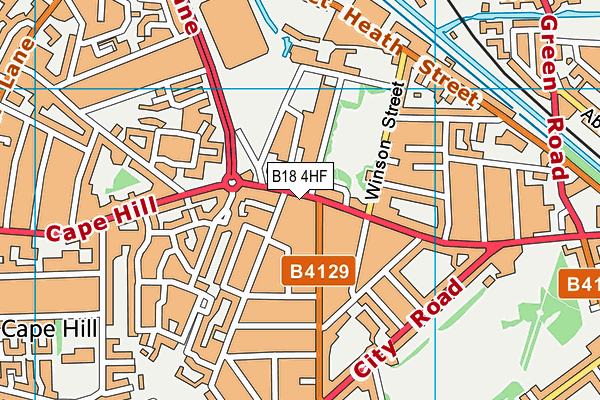 B18 4HF map - OS VectorMap District (Ordnance Survey)