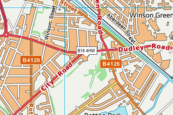 B18 4HW map - OS VectorMap District (Ordnance Survey)