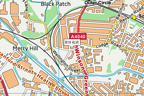 B18 4LW map - OS VectorMap District (Ordnance Survey)