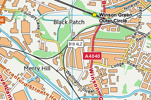 B18 4LZ map - OS VectorMap District (Ordnance Survey)