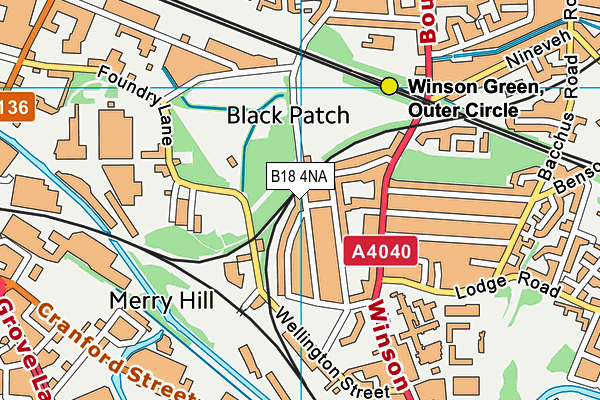 B18 4NA map - OS VectorMap District (Ordnance Survey)