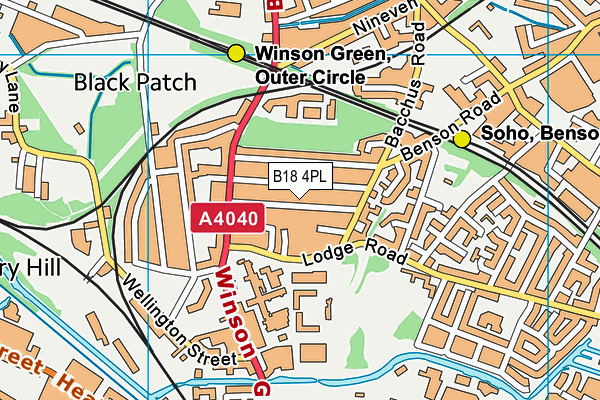 B18 4PL map - OS VectorMap District (Ordnance Survey)