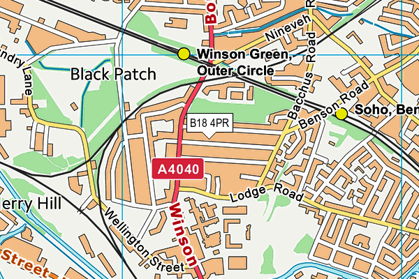 B18 4PR map - OS VectorMap District (Ordnance Survey)