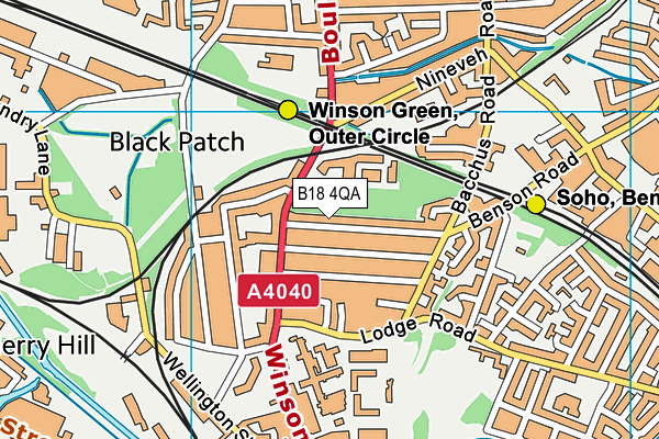 B18 4QA map - OS VectorMap District (Ordnance Survey)