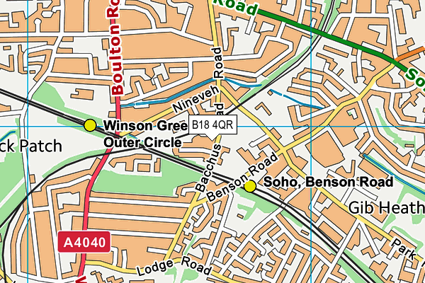 B18 4QR map - OS VectorMap District (Ordnance Survey)