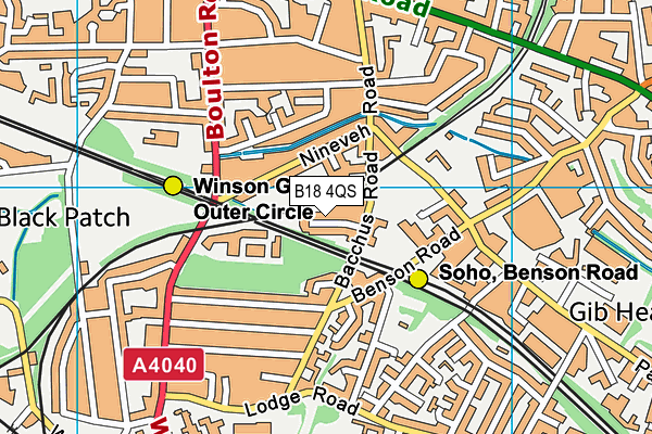 B18 4QS map - OS VectorMap District (Ordnance Survey)