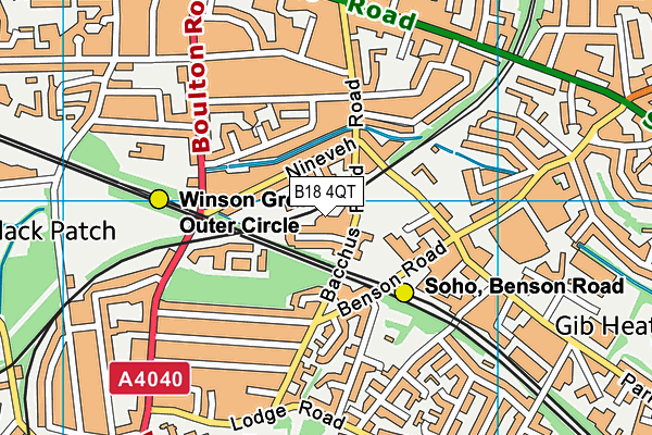 B18 4QT map - OS VectorMap District (Ordnance Survey)