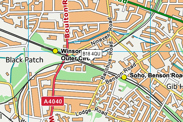 B18 4QU map - OS VectorMap District (Ordnance Survey)