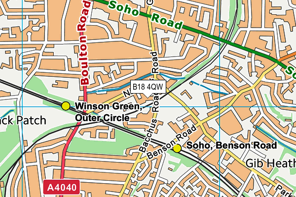 B18 4QW map - OS VectorMap District (Ordnance Survey)