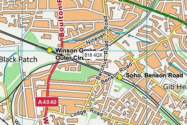 B18 4QX map - OS VectorMap District (Ordnance Survey)