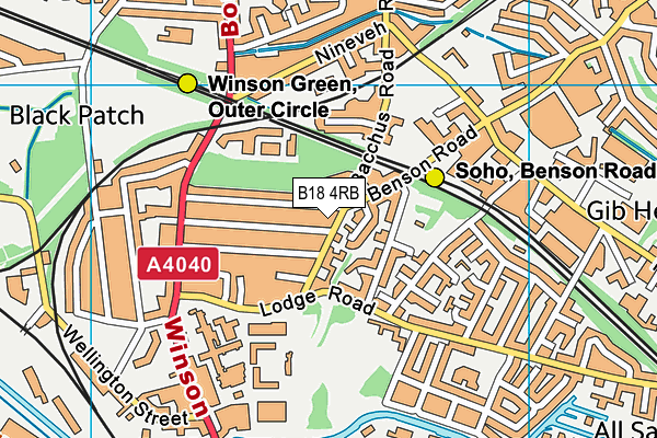 B18 4RB map - OS VectorMap District (Ordnance Survey)