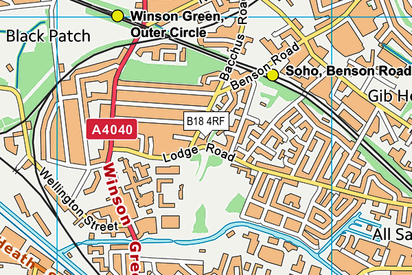 B18 4RF map - OS VectorMap District (Ordnance Survey)