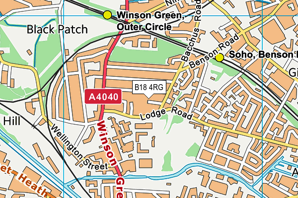 B18 4RG map - OS VectorMap District (Ordnance Survey)