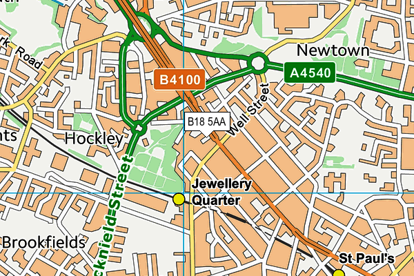 B18 5AA map - OS VectorMap District (Ordnance Survey)