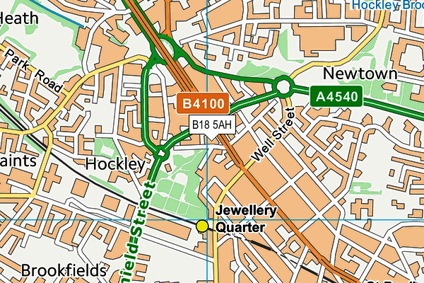 B18 5AH map - OS VectorMap District (Ordnance Survey)