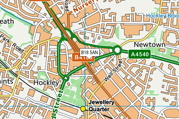 B18 5AN map - OS VectorMap District (Ordnance Survey)