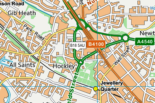 B18 5AU map - OS VectorMap District (Ordnance Survey)