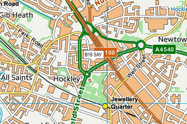 B18 5AY map - OS VectorMap District (Ordnance Survey)