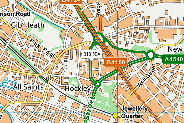 B18 5BA map - OS VectorMap District (Ordnance Survey)