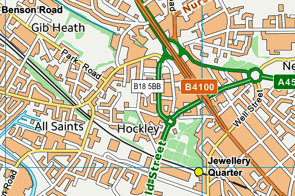 B18 5BB map - OS VectorMap District (Ordnance Survey)