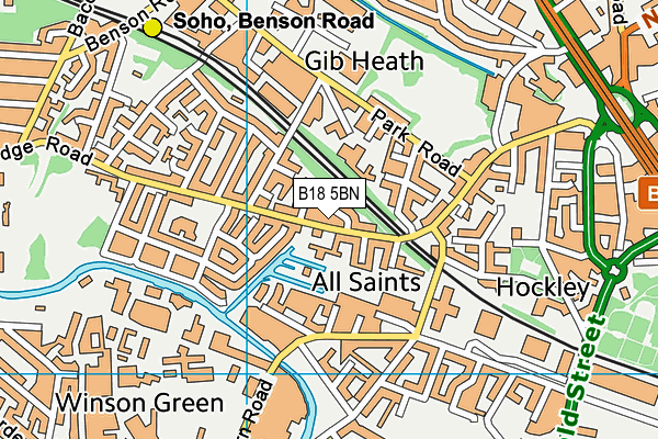 B18 5BN map - OS VectorMap District (Ordnance Survey)