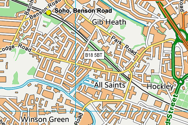 B18 5BT map - OS VectorMap District (Ordnance Survey)