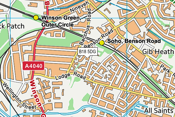 B18 5DG map - OS VectorMap District (Ordnance Survey)
